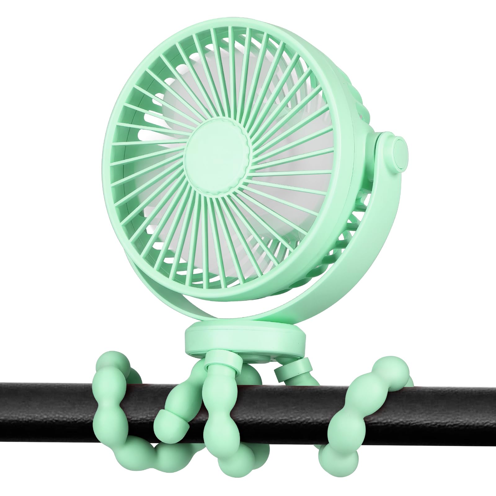POPERFUN Portable Pram Fan, 20H Clip-on Fans for Infant 360° Rotate Flexible Tripod 4000mAh Baby Fan Handheld USB Desk Cooling Fans for Bedroom Crib Treadmill Travel Camping Moms-to-be Essentials