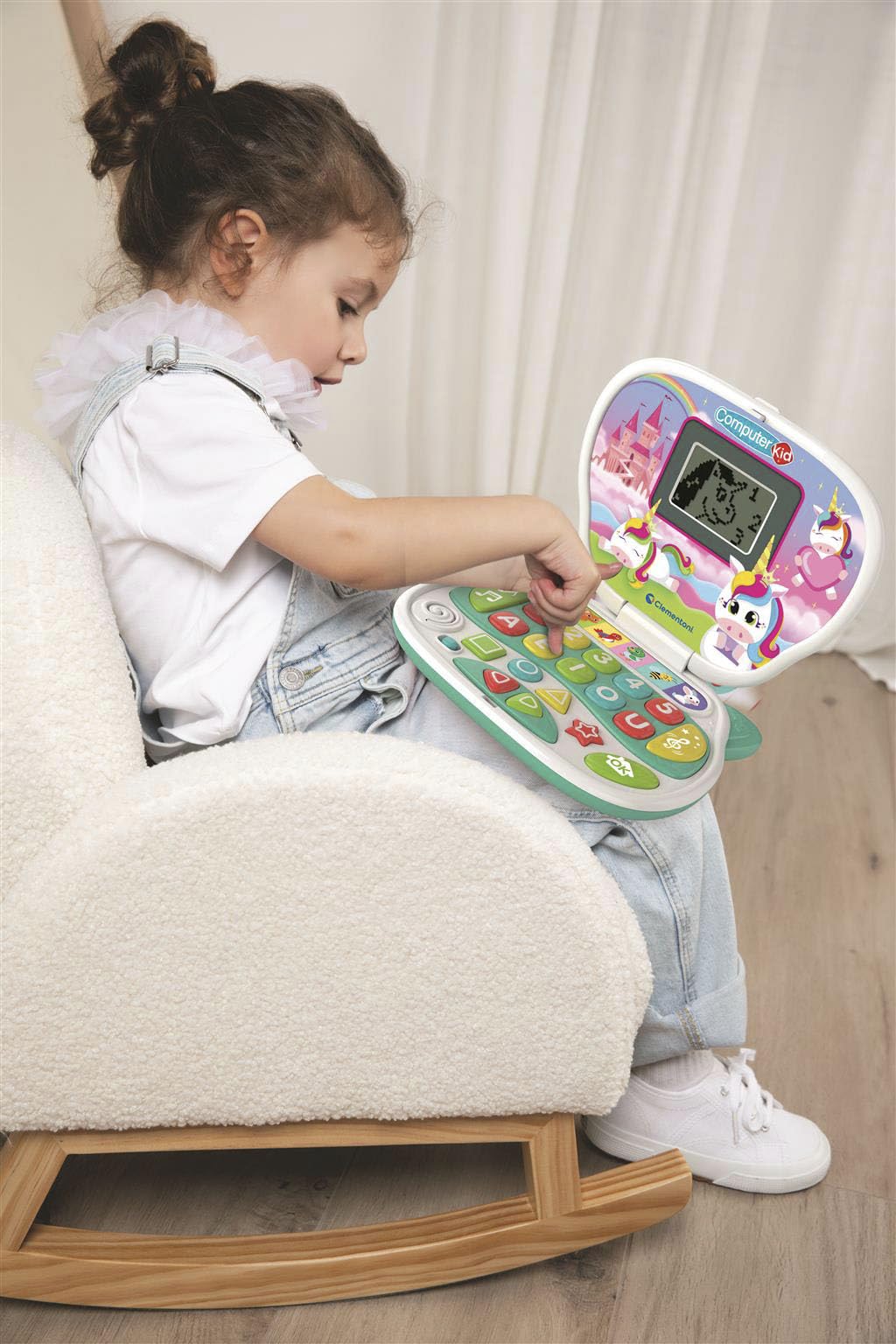 Clementoni - Computer Kid Unicorno Laptop Educativo Bambini 2+ Anni, 10 attività, Gioco Elettronico per Imparare Lettere, Numeri, Forme, Colori e Direzioni, Batterie Incluse, Lingua Italiana, 16489
