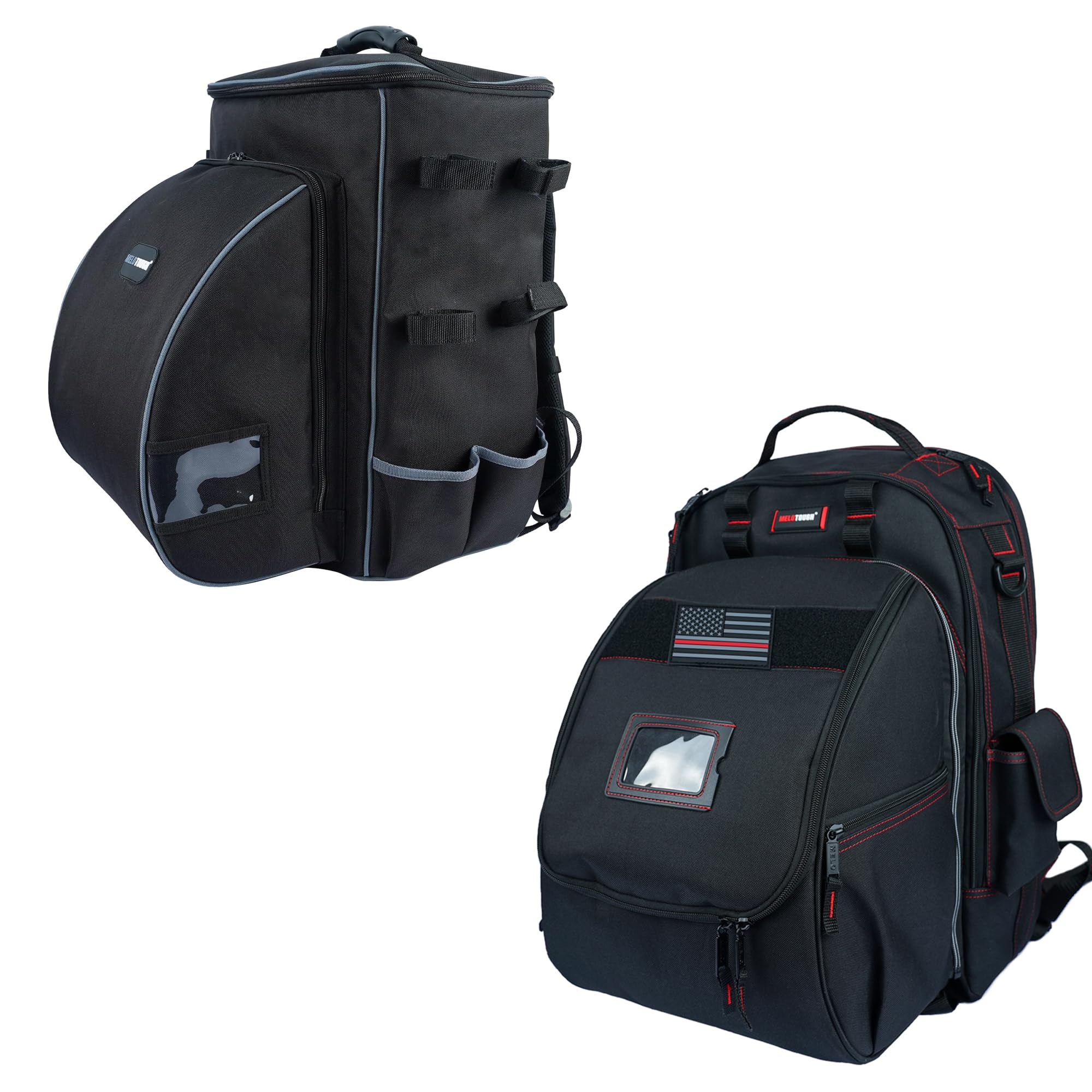 MELOTOUGH 2 PCS Welding backpack for Tools and Helmet Extreme Gear Pack with Large Capacity Helmet Holder Luggage Storage Bag