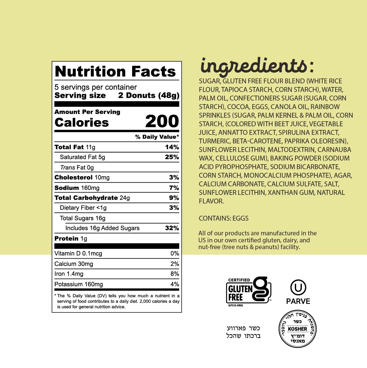 Katz Gluten Free Double Chocolate Mini Donuts with Frosting & Sprinkles. Dessert Snack. Free of Dairy, Soy, Peanuts, Tree Nuts, and Sesame, No Artificial Color. Kosher (4Pk)