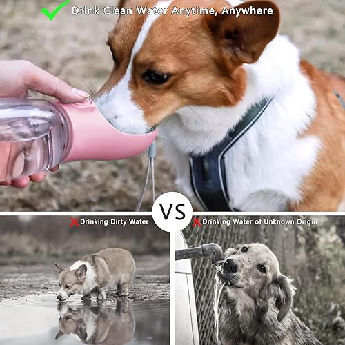 Miniatura 4 de Wisedog Botella de agua portátil para perros botella de agua de viaje para mascotas 2 en 1 de gran capacidad, fácil de usar, adecuada para