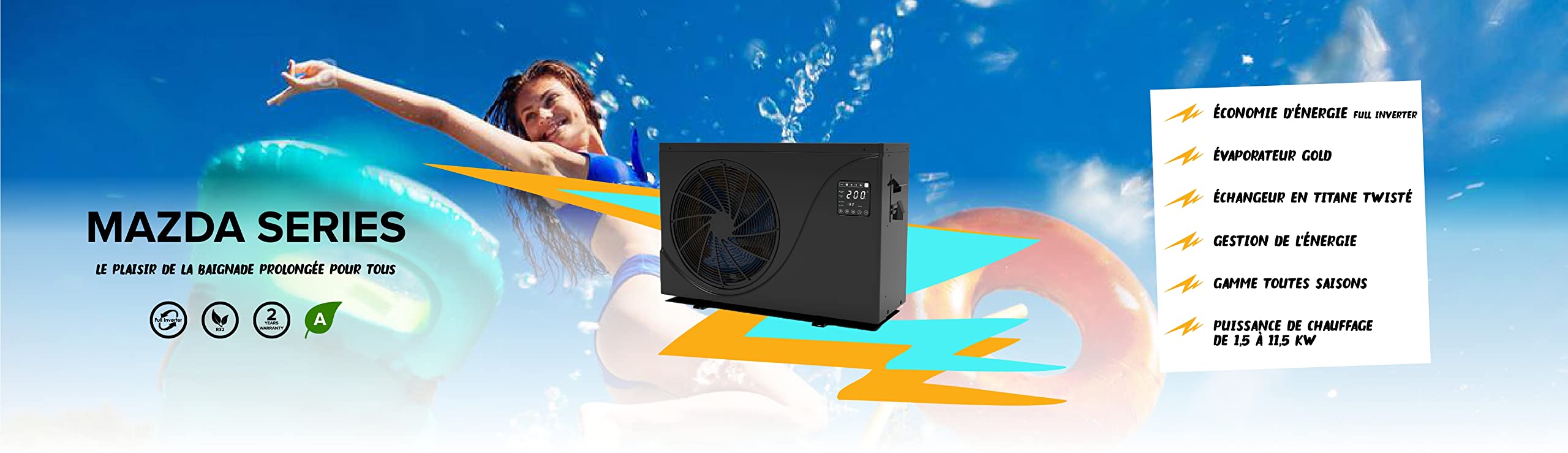 Pompe à chaleur piscine Full Inverter Mazda Series (MS 11) - 80 m3