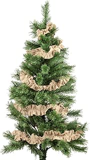 VHC Brands Farmhouse Holiday Decor - Burlap Vintage White Garland Set of 3, 9 ft, Antique Creme Tan - coolthings.us