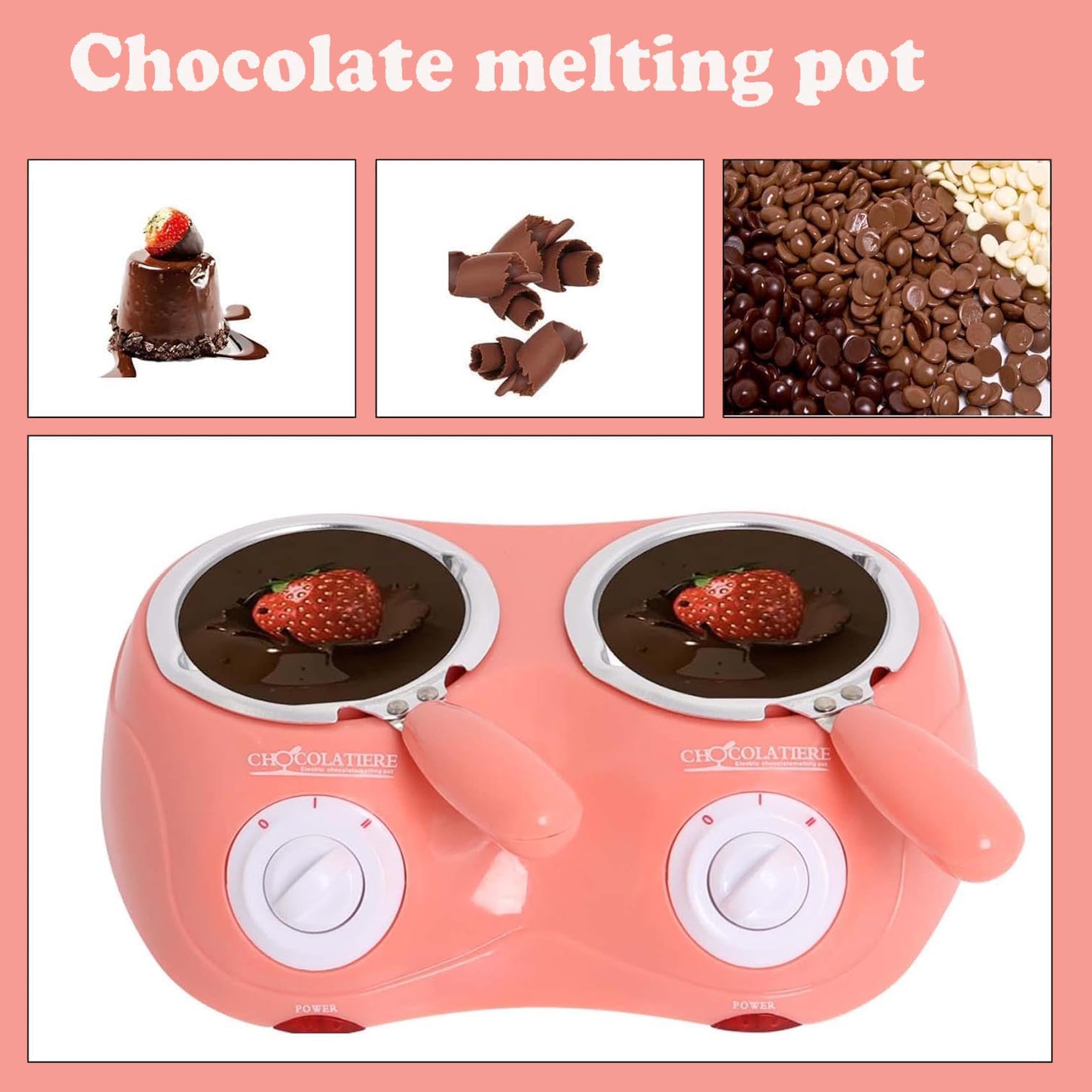 Double pot de chocolat à bonbons électrique pour faire fondre le chocolat, four à beurre et fromage, outils de réunion de famille rose, pot de fusion de chocolat, mini machine à bonbons