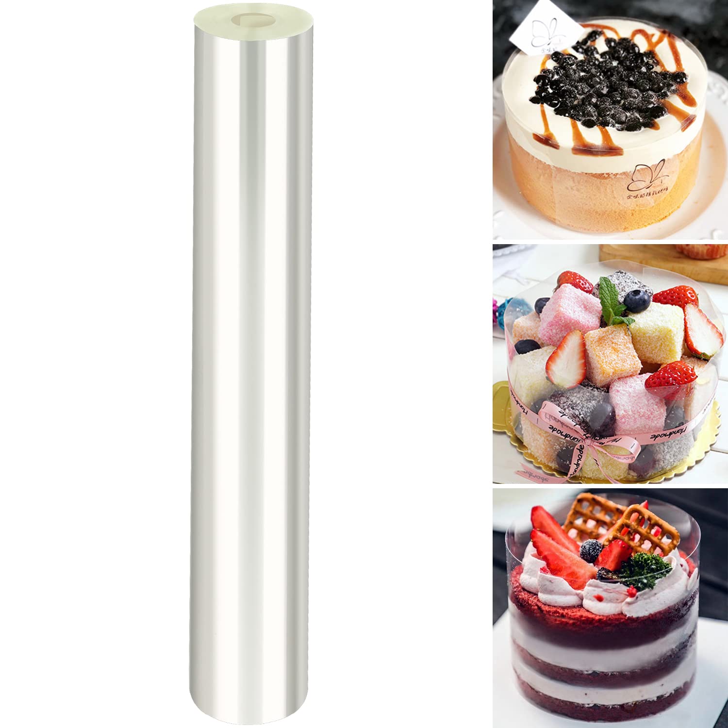 Aililong Taartrandfolie, herbruikbare acetaatfolie, 6 cm hoog x 10 m, transparante taartfolie voor chocolade, mousse, decoratie en meer