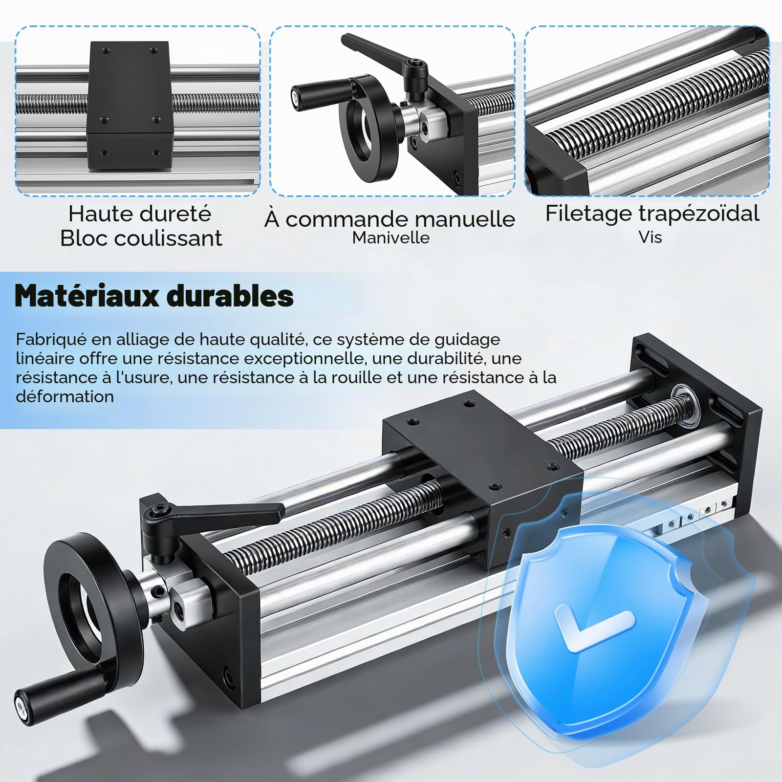 Guidage Linéaire, Rails Linéaires De 200 Mm Guidage Manuel De Haute Précision Avec Volant De Blocage Vis à Billes ±0,05 Mm Table Pour Transformation D'équipements CNC