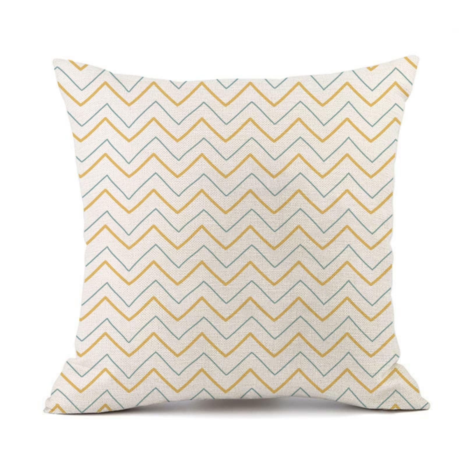 Cushion Covers 60cm x 60cm Blue Line Large cushions with covers included - Linen Square Decorative Throw Pillowcases with Invisible Zipper, for Livingroom Sofa Bedroom