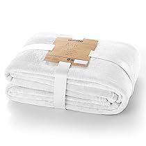 DecoKing Coperta Plaid Pile 70 x 150 cm per Letto Singolo Calda Accogliente e Spessa in Morbido Velluto Per Letto Divano Sedia Tutte le Stagioni Bianco Mic