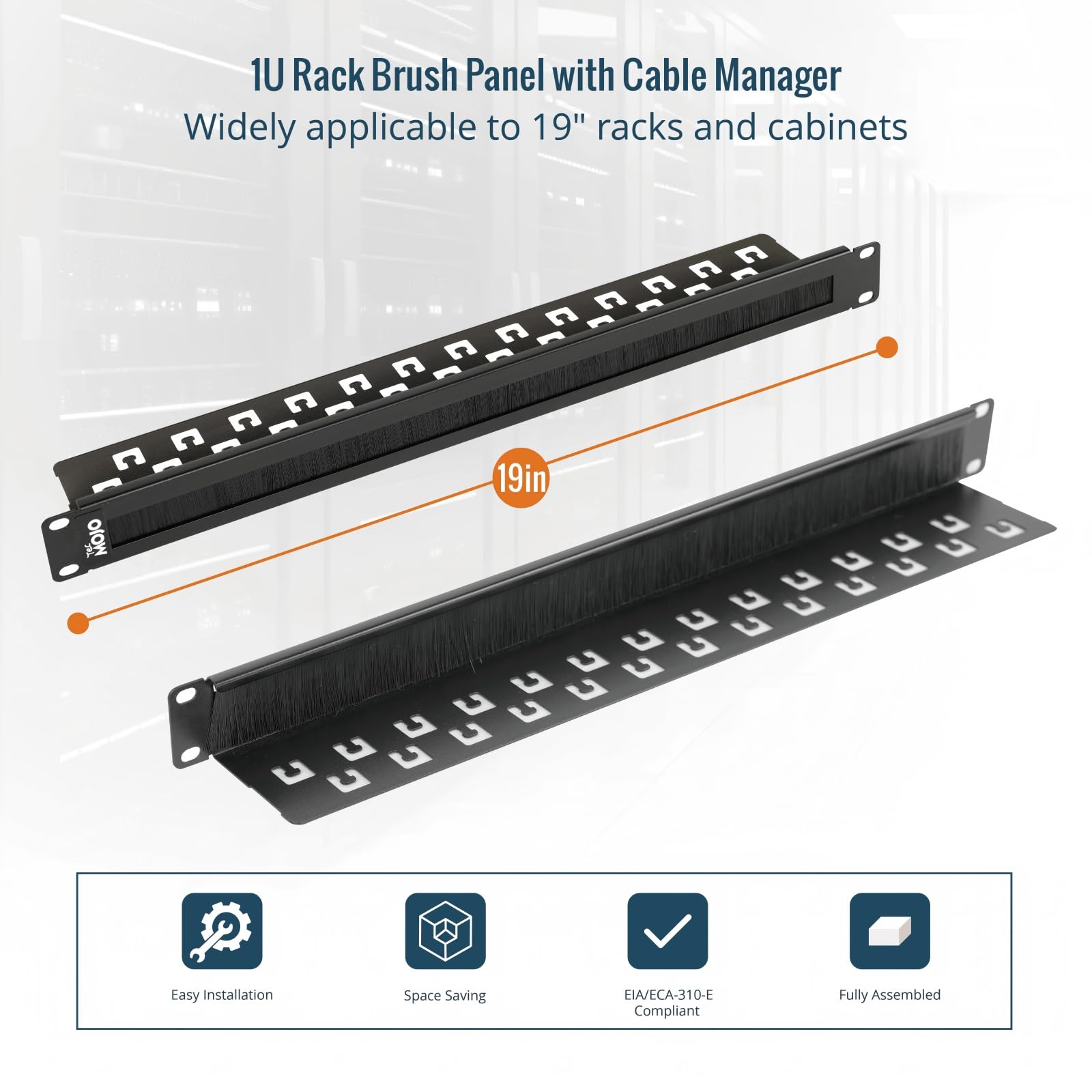 Lot De 2 Passe-câbles à Brosse 1U Pour Rack Serveur – 19 Pouces – Gestion De Câbles Réseau