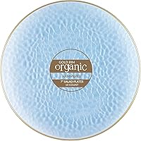 Vista 30 de PARTY BARGAINS 7" & 10" Organic Collection Hammered Appetizer and Dinner Plates Combo with Gold Rim – Transparent White, 32-Pack Disposable Plastic