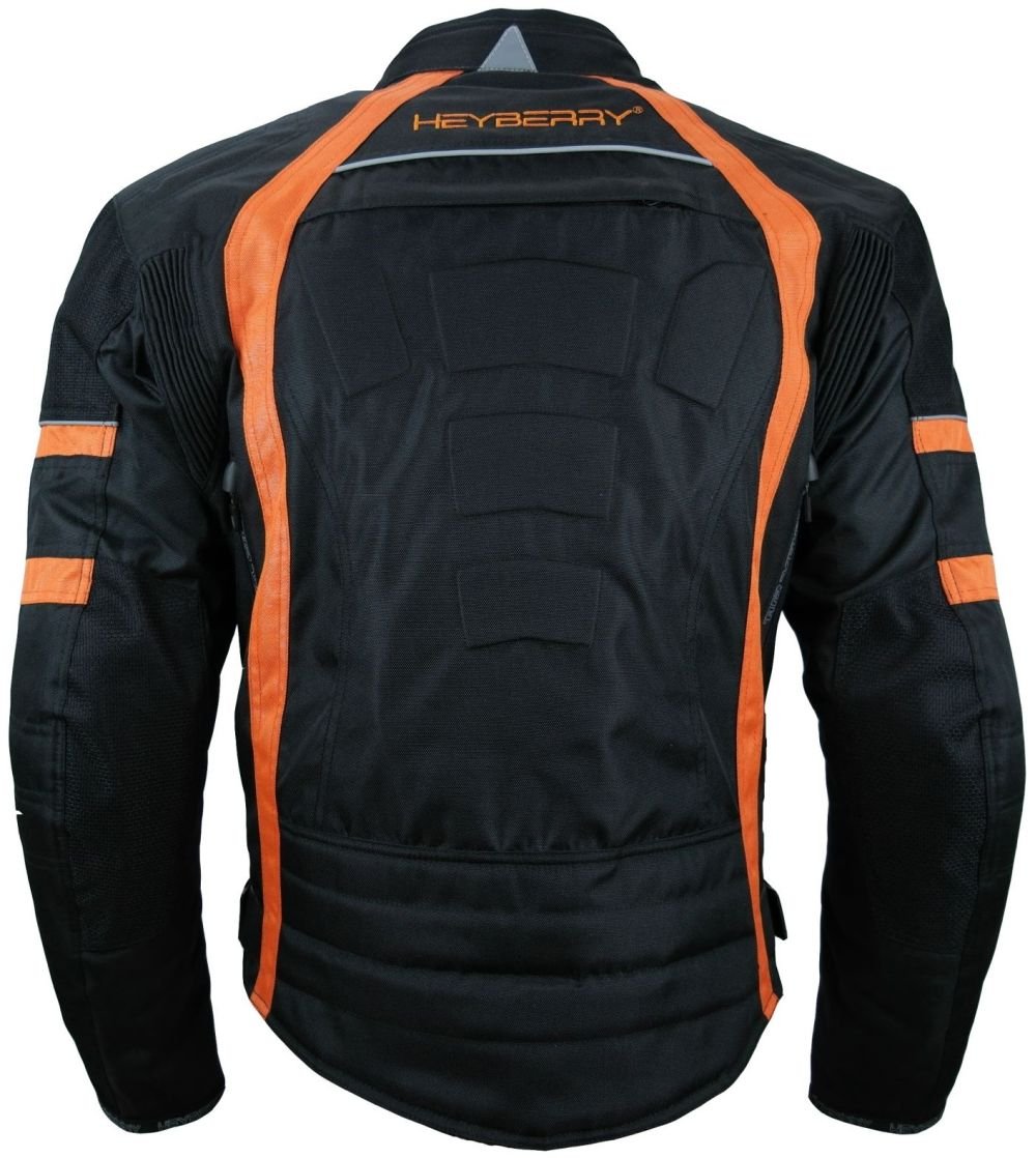HEYBERRY Kurze Textil Motorrad Jacke Motorradjacke Schwarz Orange