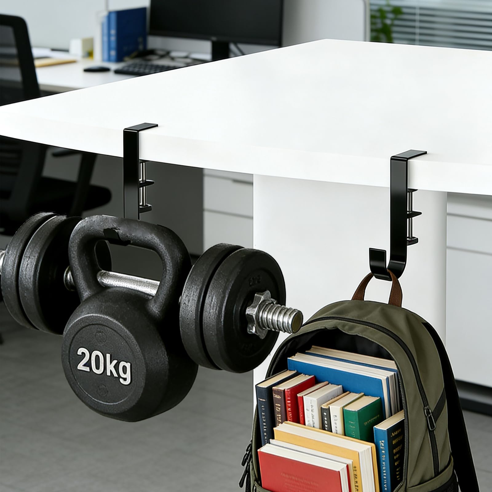 Amazon｜【クランプ式で穴あけ不要】デスク下 収納 2個セット 天板に