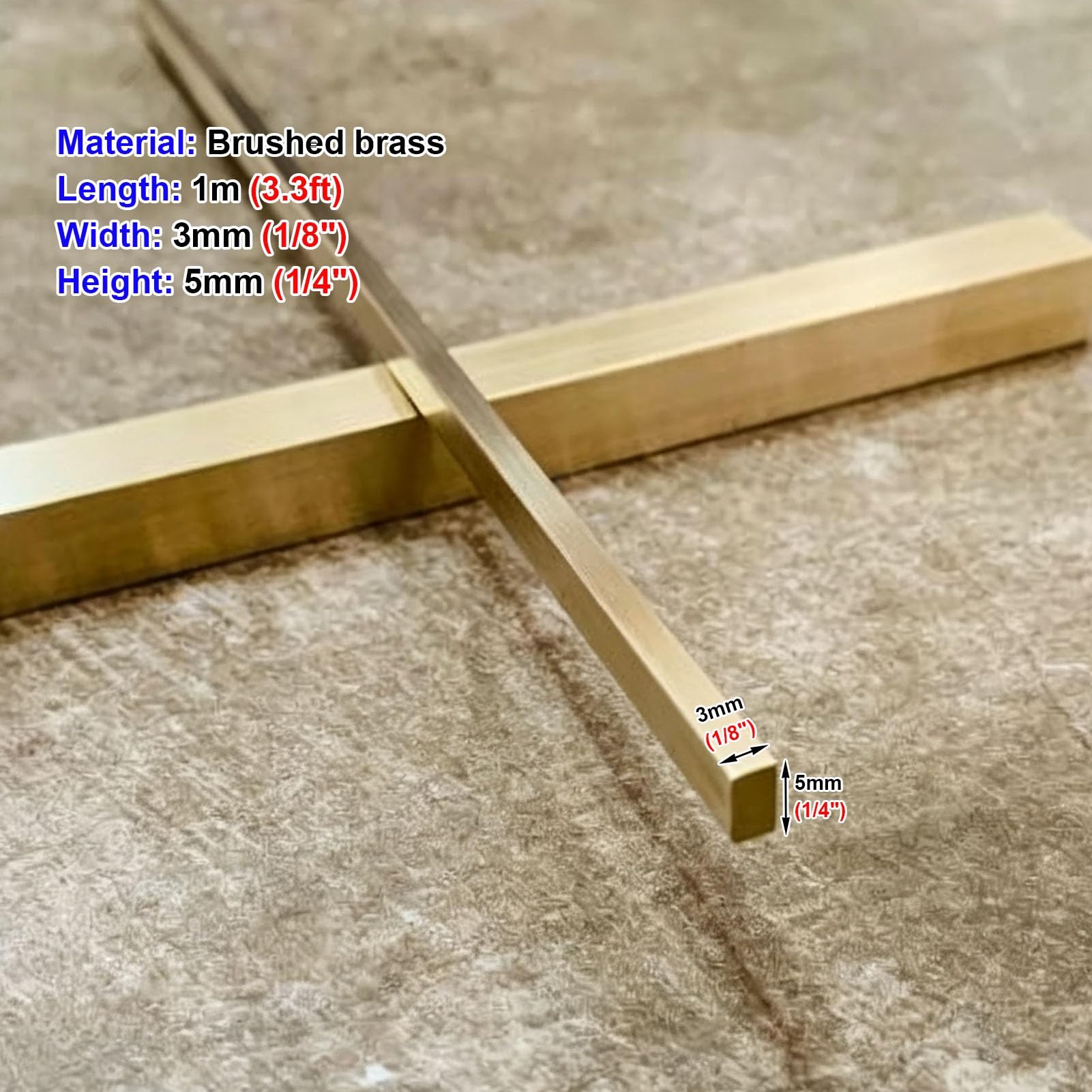 Perfil de Transición para Suelo Tira Divisoria para Suelos Laminados Latón Cepillado