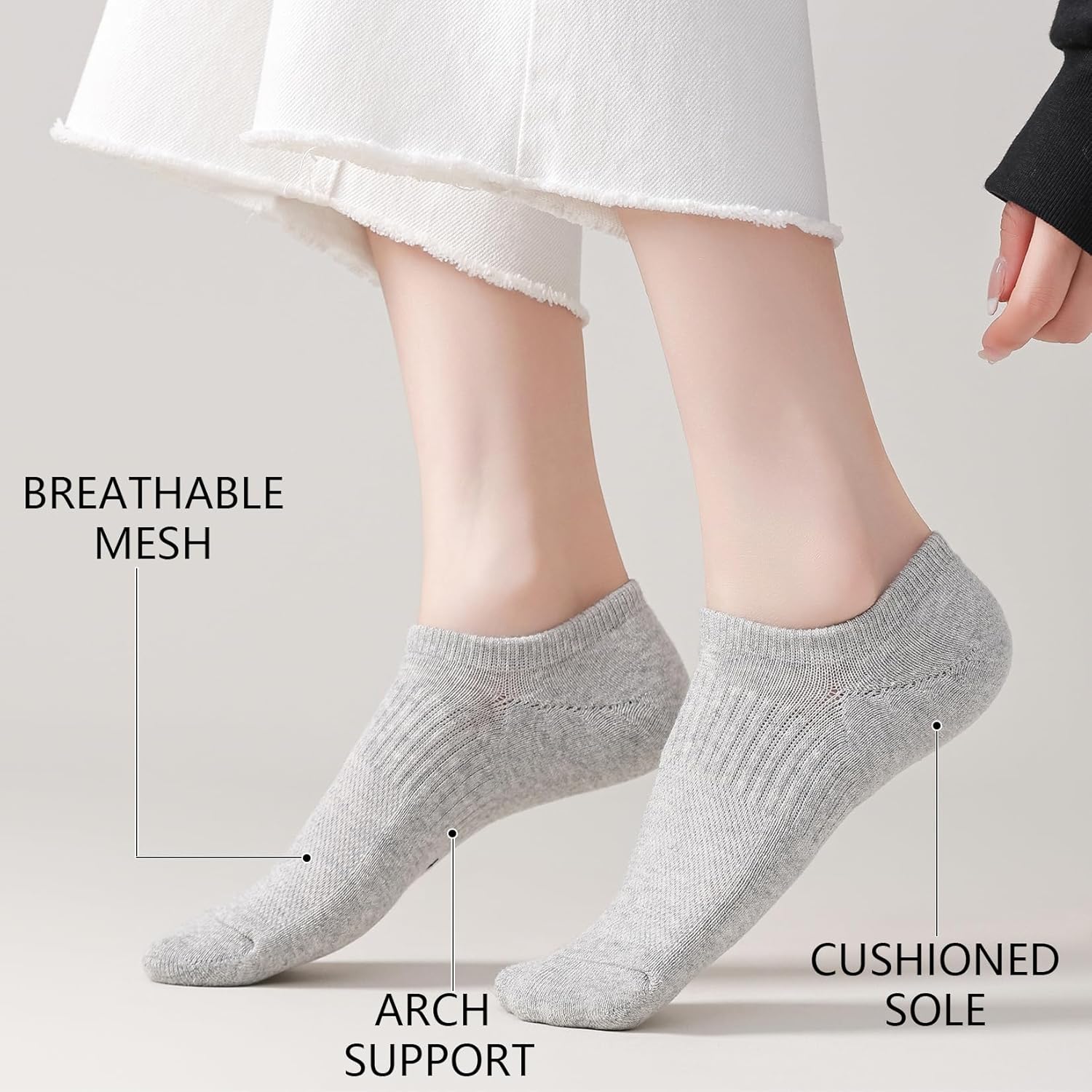 EPEIUS Thick No Show Socks for Women Athletic Ankle Socks Cushioned Running Low Cut Non Slip Footies 3/6 Pairs - Image 3