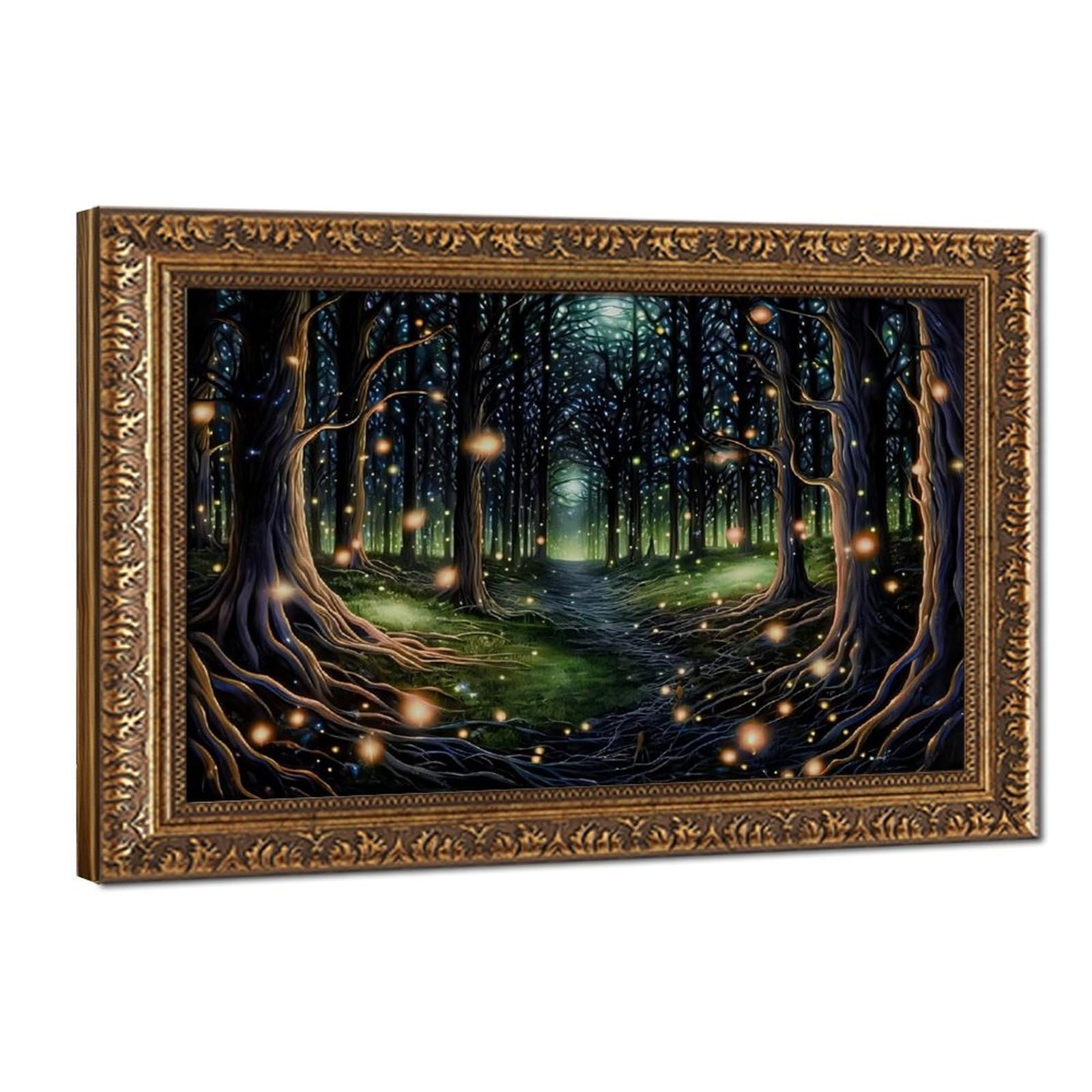 Bareronor Fireflies Forest Aluminum Canvas Poster Bedroom Decor Landscape Office Room Decor Gift 20" L X 30" W