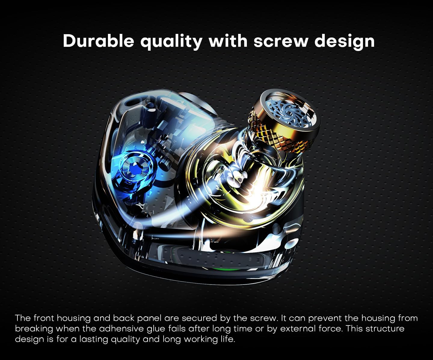 Klean In Ear Monitor, 10mm DLC Diaphragm Dynamic Driver HiFi Earphones, Wired Gaming Earbuds,Replaceable Nozzles, Detachable Silver-Plated Cable for Audiophile Musician DJ Stage (No Mic, Black)