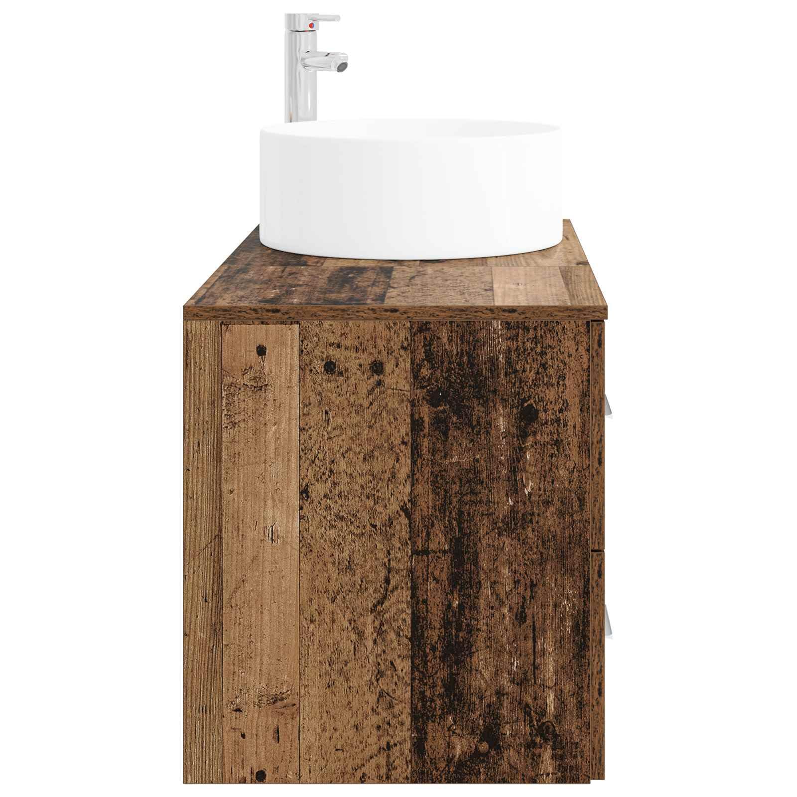 2-teiliges Badezimmermöbel-Set aus Holz mit Waschbecken