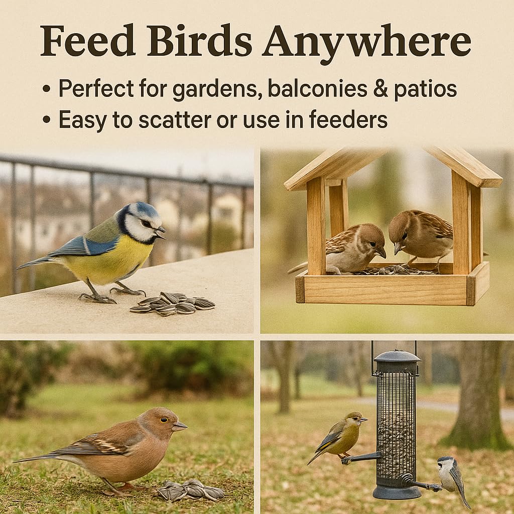 GiDeli Semillas de girasol a rayas 25 kg – Comida para pájaros todo el año – Comida dispersa para aves silvestres y aves – Comida para pájaros de invierno para carboneros, pinzones, gorriones – rico