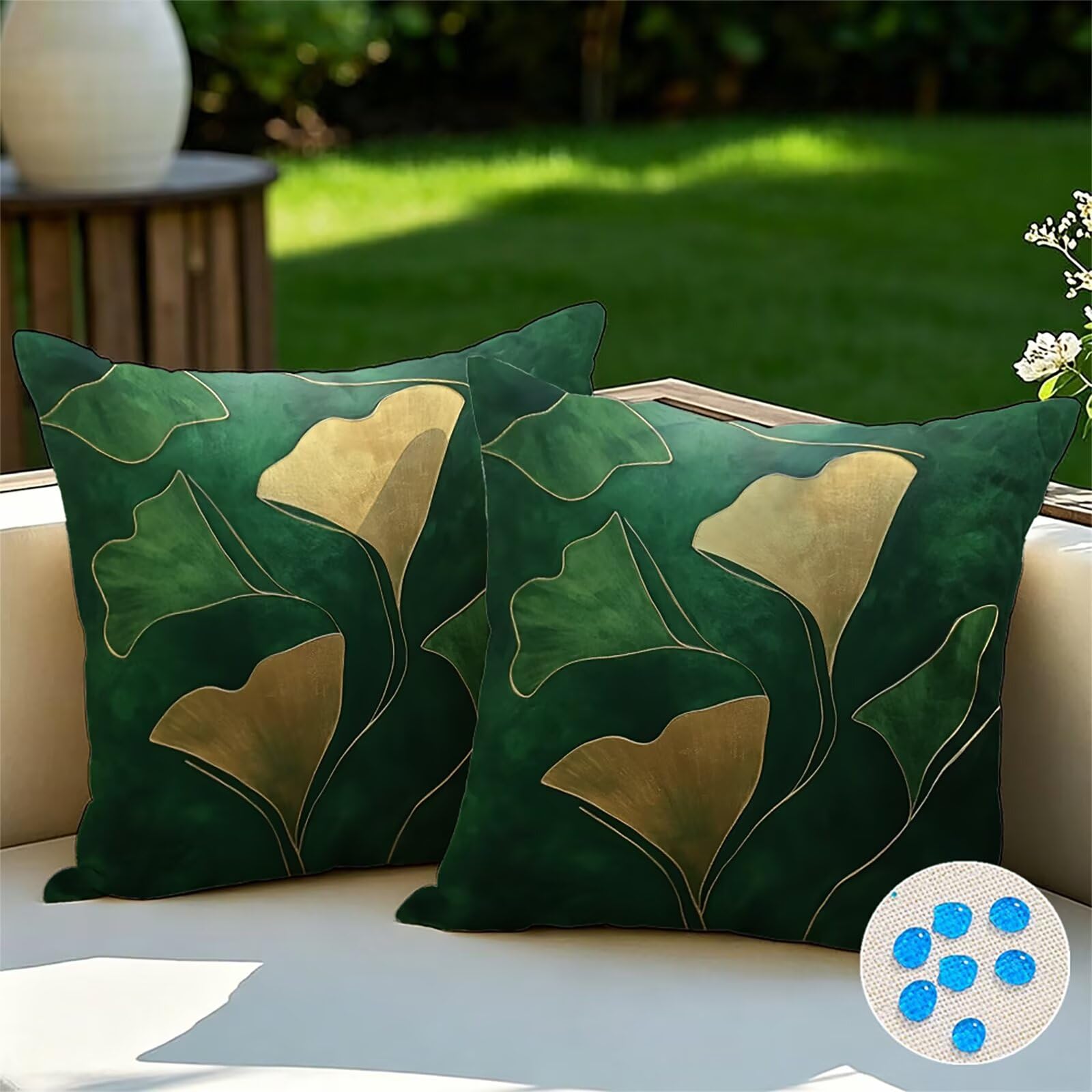 Federe Cuscini Divano 65x65 cm Verde Cuscino Divano Velluto Decorativo Set da 2, con Cerniera Oro Cuscini da Esterno Impermeabili Federa Cuscino per Divani Camera de Letto Soggiorno Auto dj-710