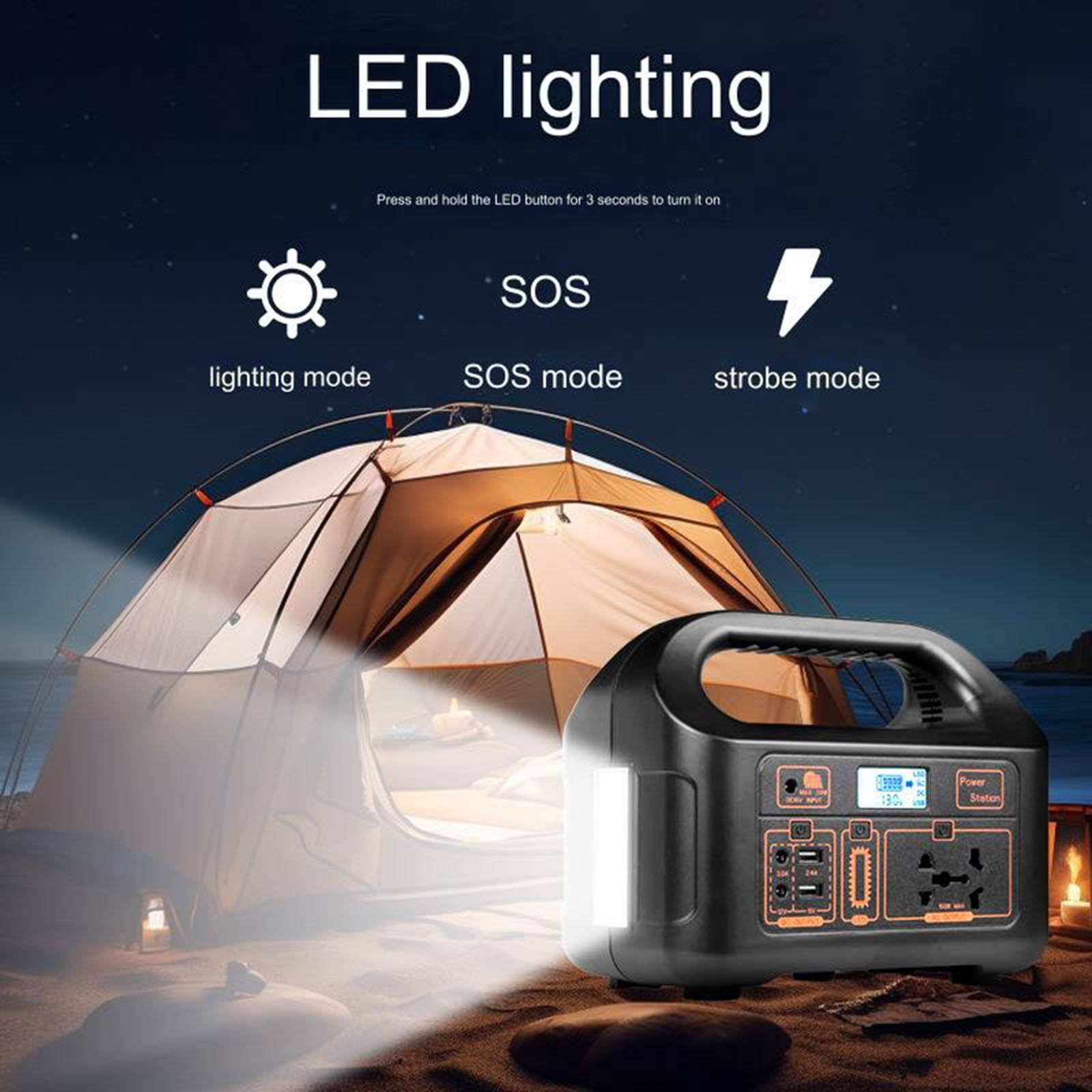 Batterie externe portable 150 W avec lampe LED et signal de sortie corrigé, idéale pour le camping, les aventures en plein air et les situations d'urgence. Parfaite pour les vacances, le camping-car