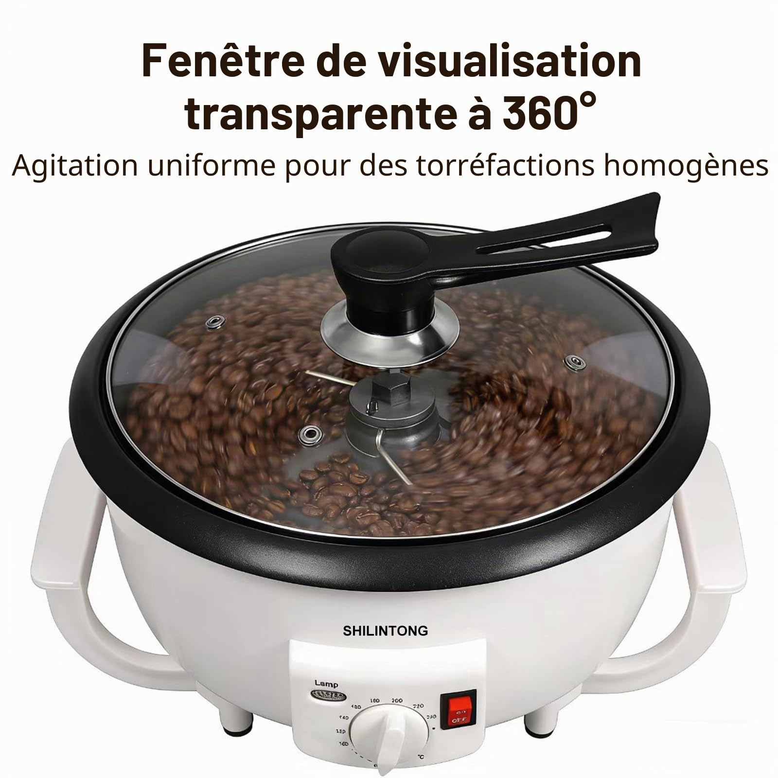 Machine à Torréfier les Grains de Café SHILINTONG, Torréfacteur Électrique pour Café, Noix, Cacahuètes, 750g, 220V 1200W, Revêtement Antiadhésif, Usage Domestique