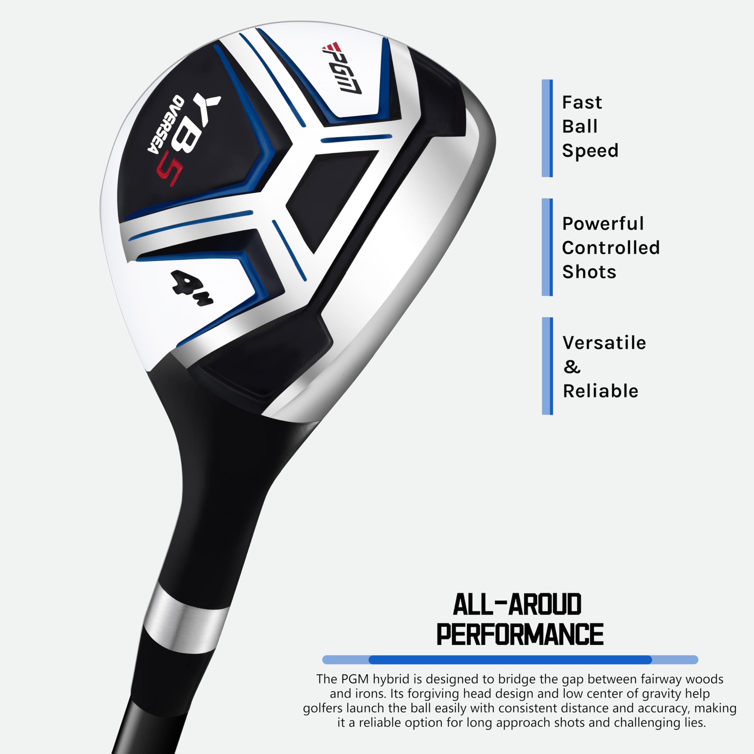PGM Ensemble complet de clubs de golf pour homme – 11 pièces – 2 bois (#1,3), 1 hybride (#4H), 7 fers (#5,6,7,8,9,PW,SW), 1 putter – Sac de golf pour droitier – Idéal pour les débutants