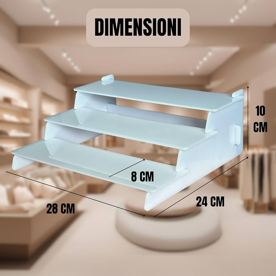 Espositore Acrilico 3 Ripiani - Nero, Facile Montaggio, Per Figurine, Profumi, Dolci - Foto 7
