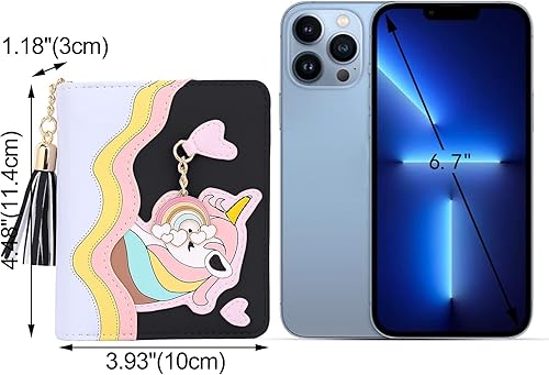 Miniatura 6 de UTO Cartera para niñas de cuero vegano pequeño borla colgante titular de la tarjeta Kawaii monedero 1166