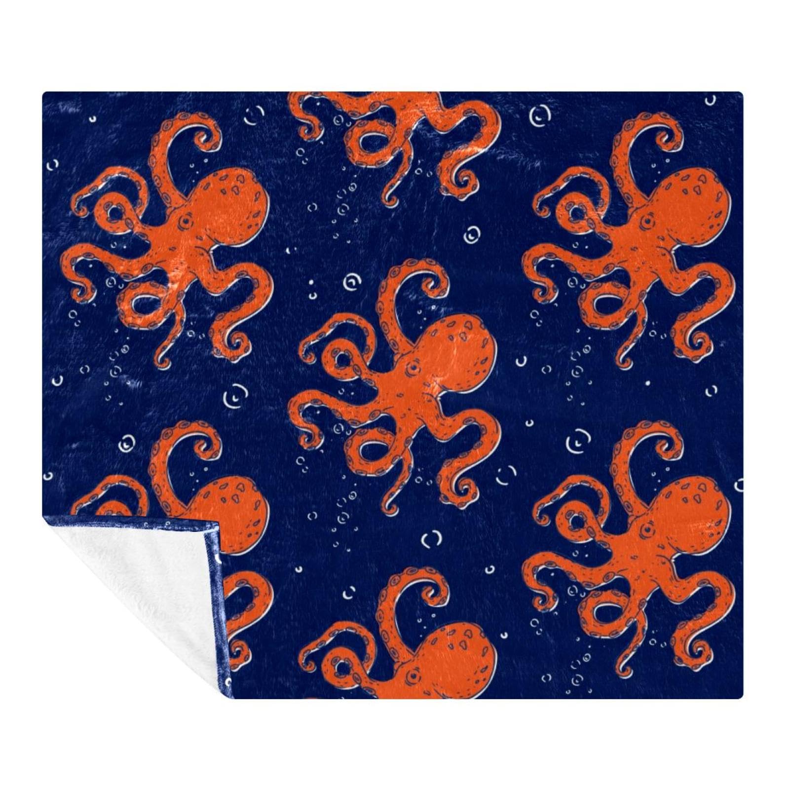 Couverture polaire pieuvre 150x130cm en microfibre douce et légère pour lit et canapé