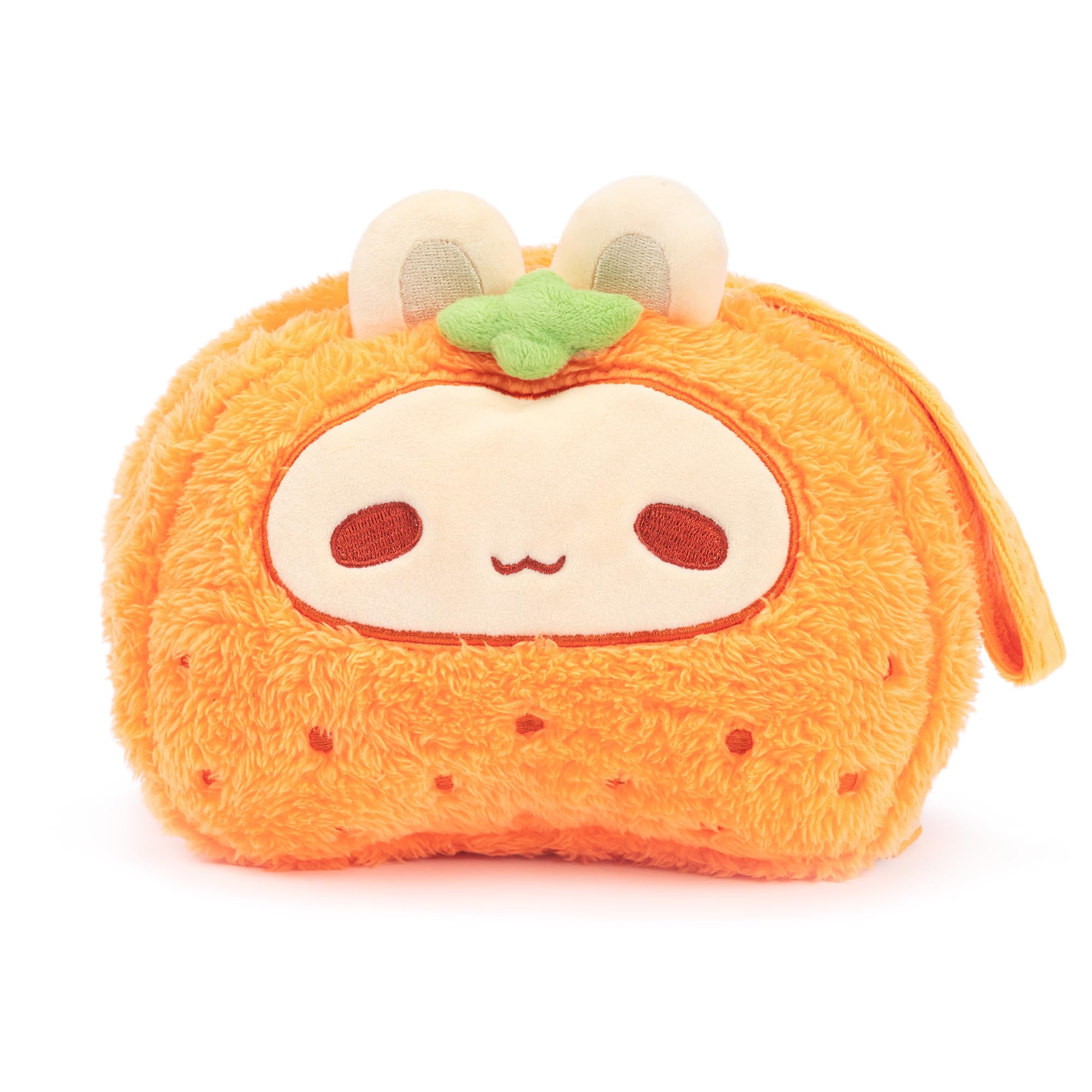 GeekShare Cute Plush Bag with A Hand Strap,Cartoon Carrying Case Portable Travel Bag Compatible with PS5/Xbox/NS Pro Controller and Other Little Accessories - Tangerine Rabbit