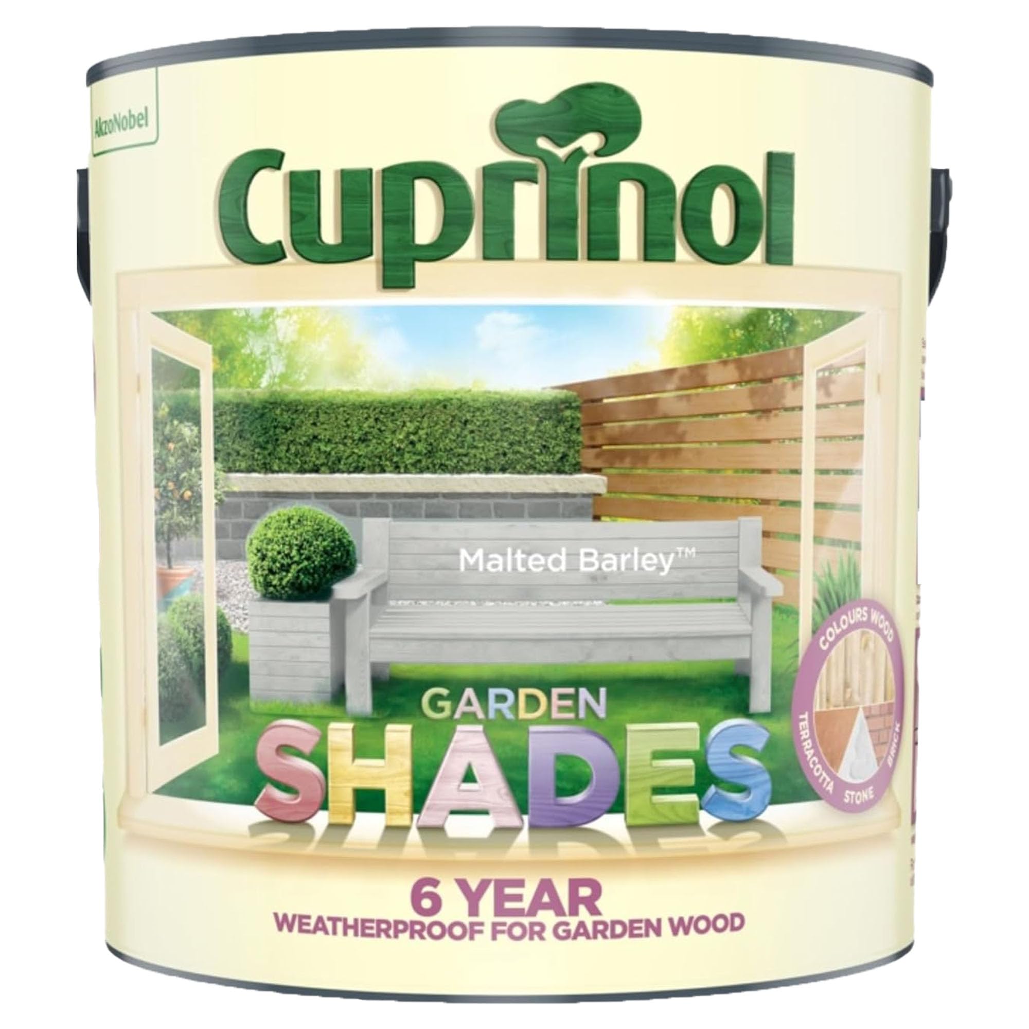 DUAYRA Garden Shades Paint | Quick Drying Water Based | For Garden Fence, Shades, Benches, Terracotta, Brick, Stone | Exterior Wood Furniture | Long Lasting (Malted Barley, 2.5 Liters)