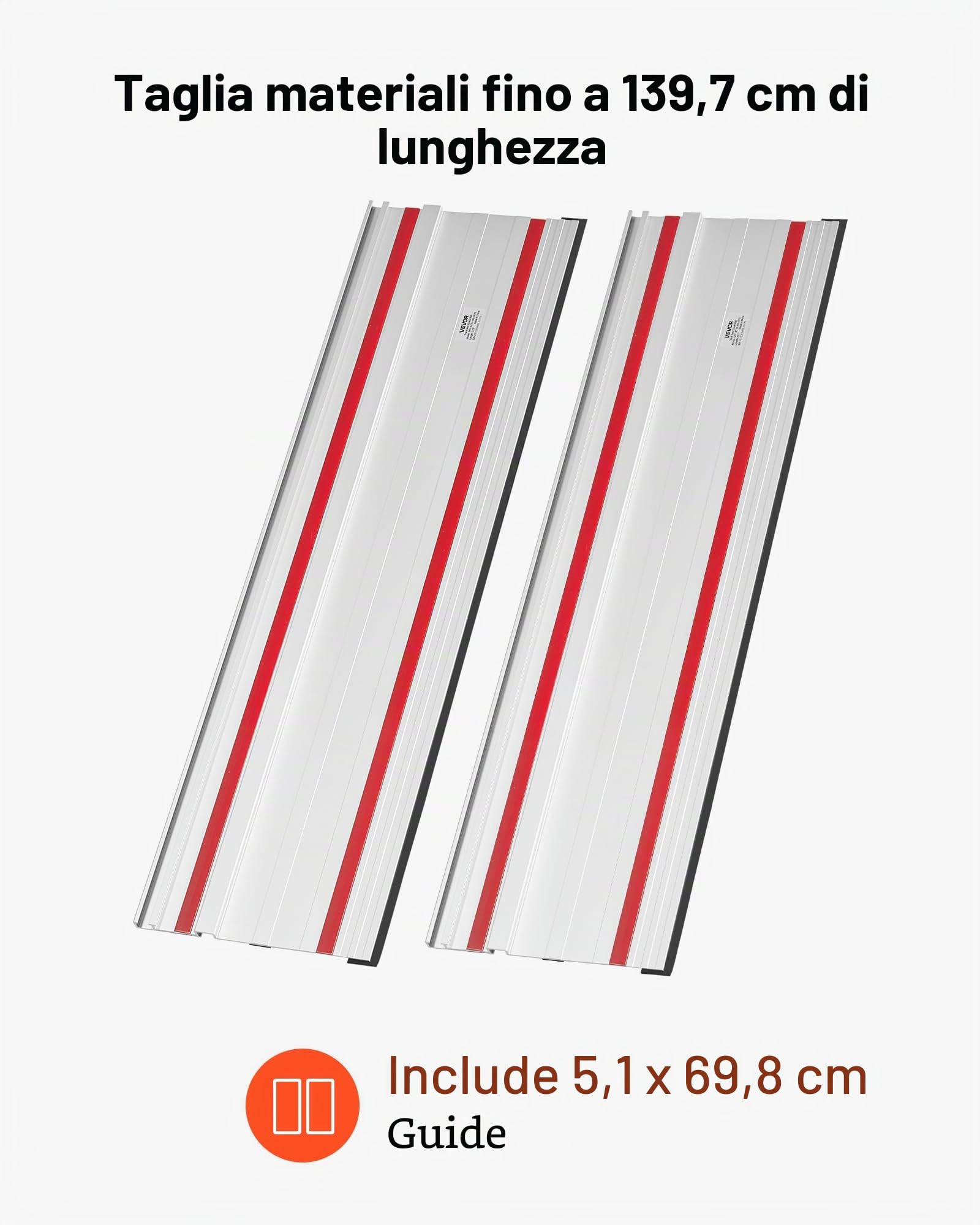 VEVOR Binario di Guida per Seghe Circolari Guida per Troncatrice Circolare Materiale in Alluminio Lunghezza Guida 698,5 mm Kit di Guide 2 pz Connettore 1 pz Lavorazione del Legno da Falegnameria