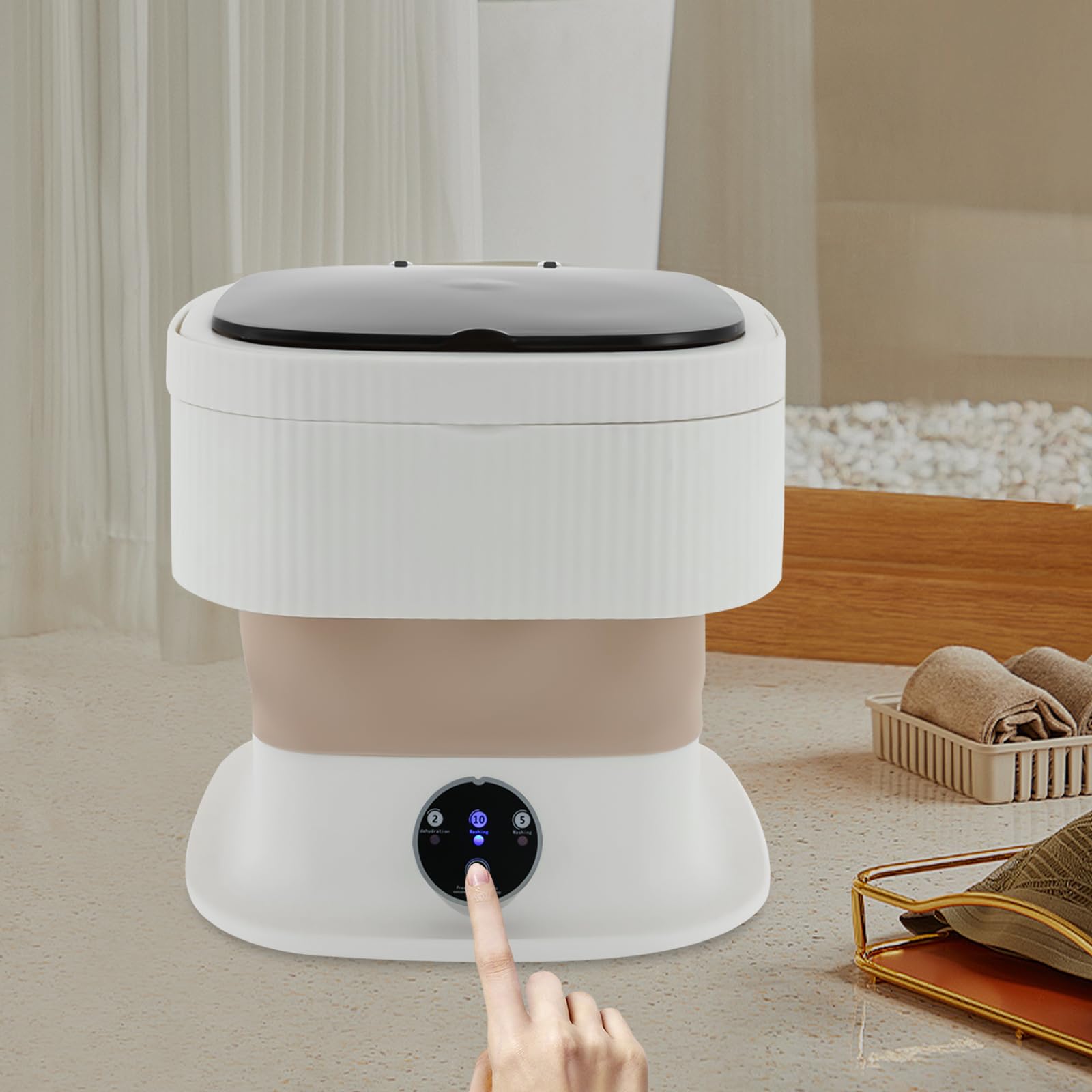 Mini Lavatrice Pieghevole Con Centrifuga Secchiello Per Bucato Da Viaggio Casa