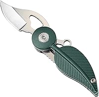 Vista 1 de Navaja de bolsillo pequeña para mujeres y hombres, hoja de acero inoxidable de 1 pulgada, mango de aluminio verde, mini cortador plegable compacto