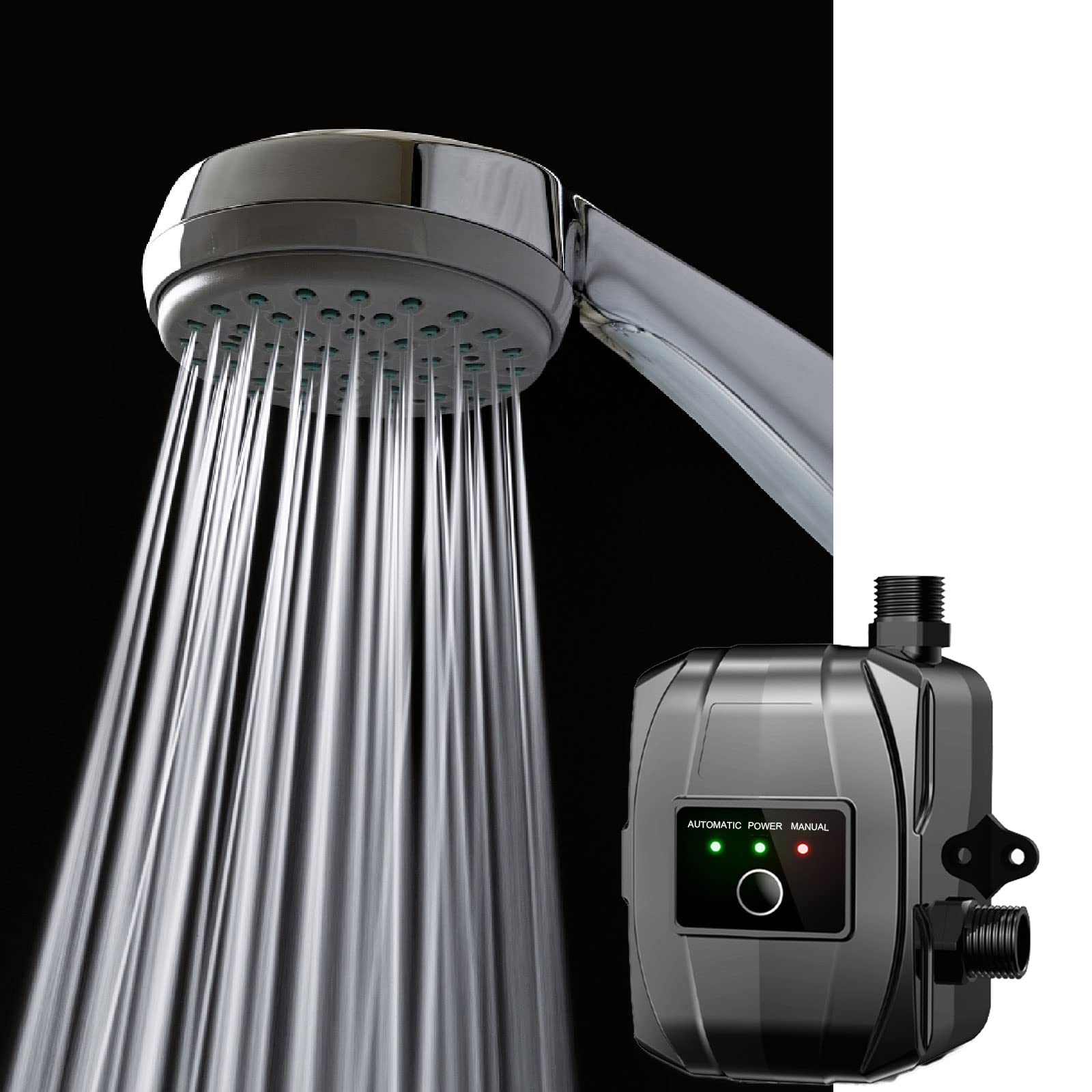 Pompa di aumento della pressione, 24 V, pompa di aumento dellacqua domestica, automatica, mini pompa per doccia calda e fredda con accessori di installazione per acqua di rubinetto, WC, bagno, 150 W