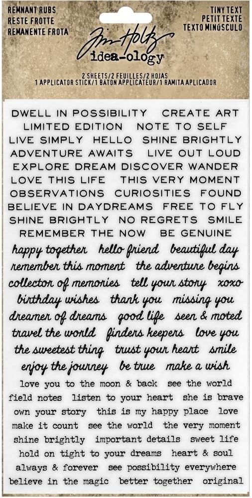 Tim Holtz Idea-ology Remnant Rubs - Eccentric, Specimen and Tiny Text - Bundle of Three Items