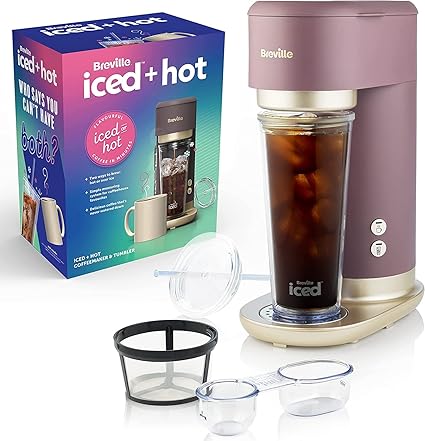 Summer Breville Iced+Hot Coffee Maker | Plus Coffee Cup with Straw | Brews Hot Filter Coffee To Enjoy Alone or Over Ice | Caf Mocha