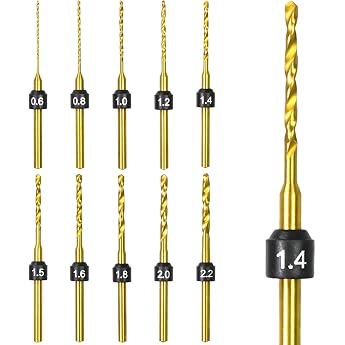 ARROWMAX Mini Twist Drill Bit Set Size Marking 0.6 mm-2.2 mm Titanium Coated High Speed Steel Micro Drill 2.35 mm Shank Hole Drill Bit for DIY Jewellery Amber Beads Copper Wood Set A