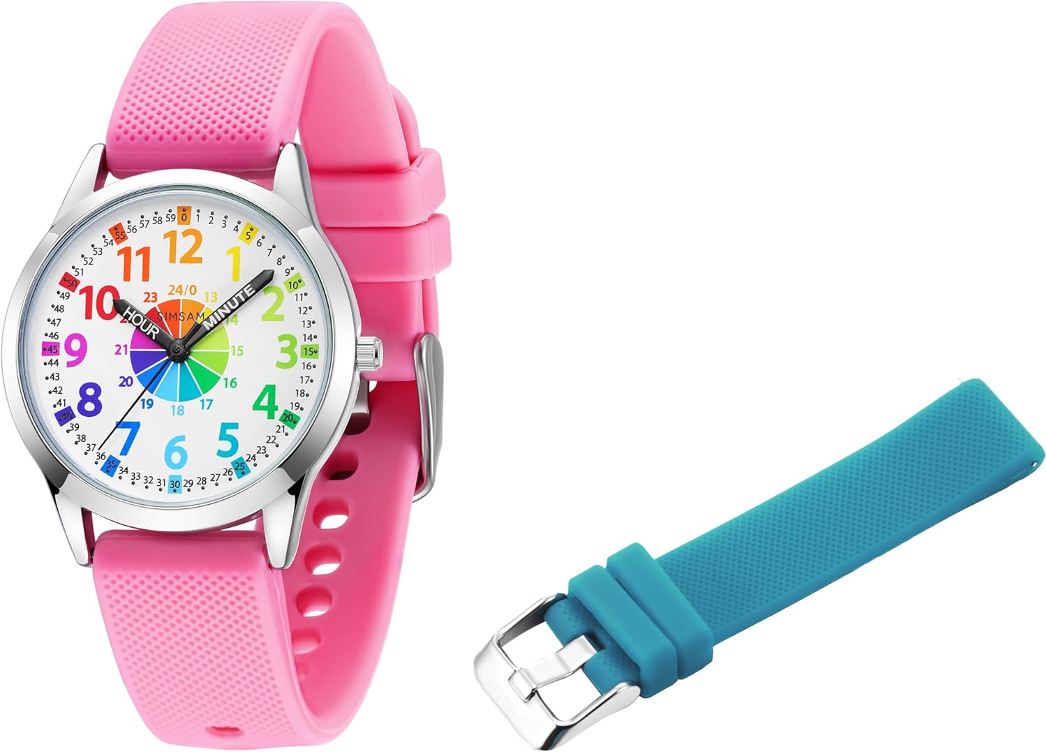 SIMSAM Kids Watch (Light Pink) + Band (Light Blue)