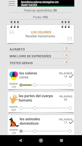 Aprendemos palavras espanholas com Smart-Teacher