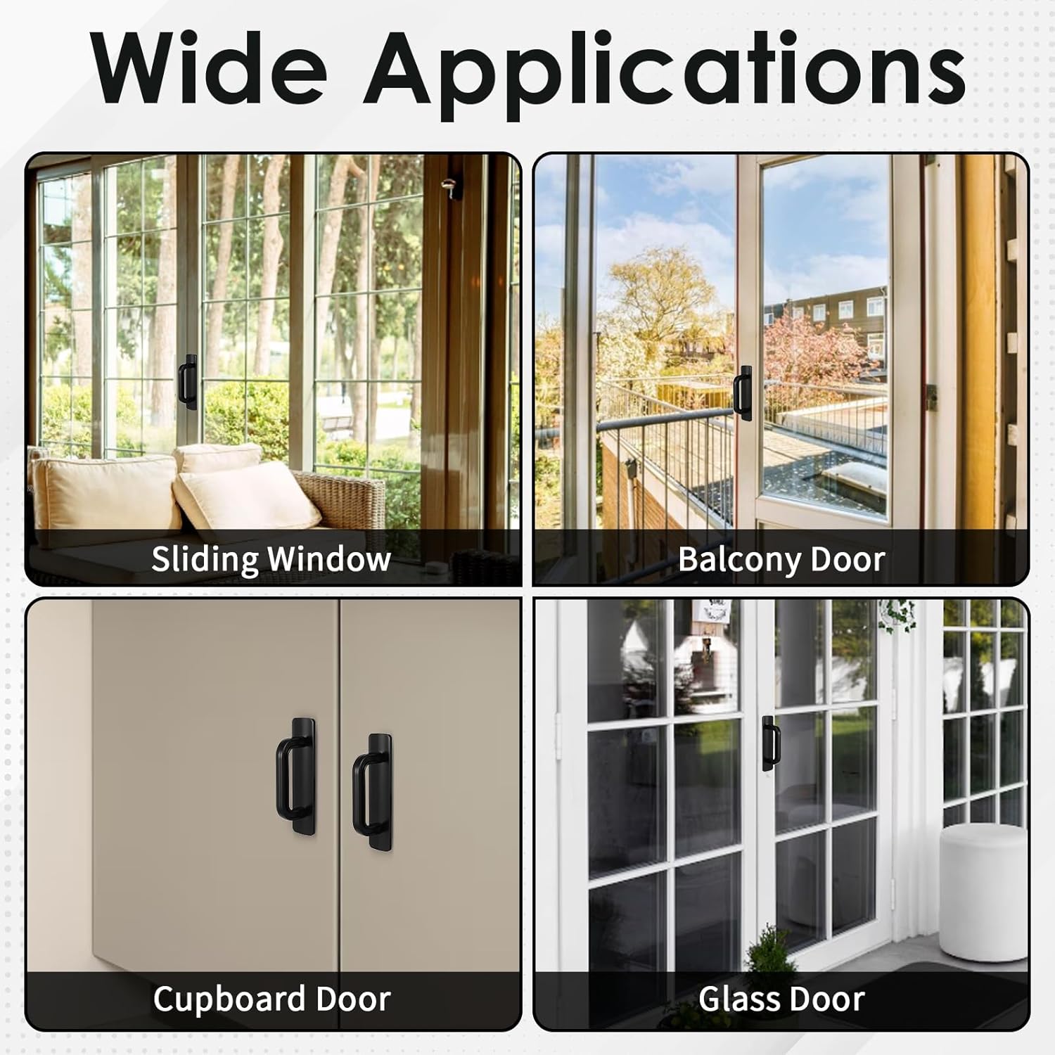 4 Pack Adhesive Cabinet Handles Self Stick Drawer Pulls No Drill Cabinet Handles 4 Inch Stick on Handle Black Drawer Pulls for Cabinets Glass Shower Door Window Sliding Closet Door