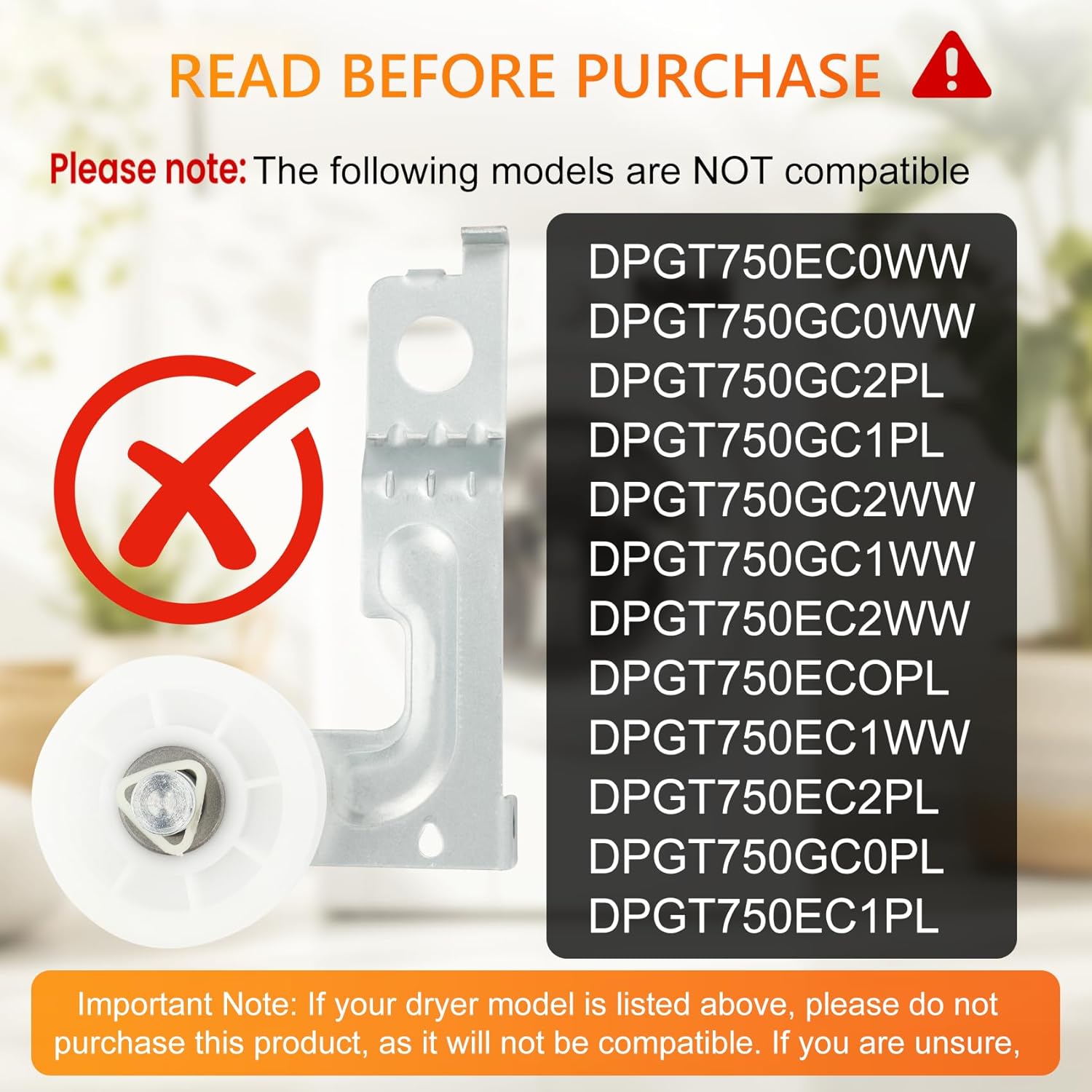 Dryer Repair Kit Compatible with ge Dryers Includes 4 PCS WE03X10008 Dryer Drum Roller WE12X10011 Dryer Belt and WE12X10013 Idler Pulley Assembly,Note the Incompatible Models in Figure 6