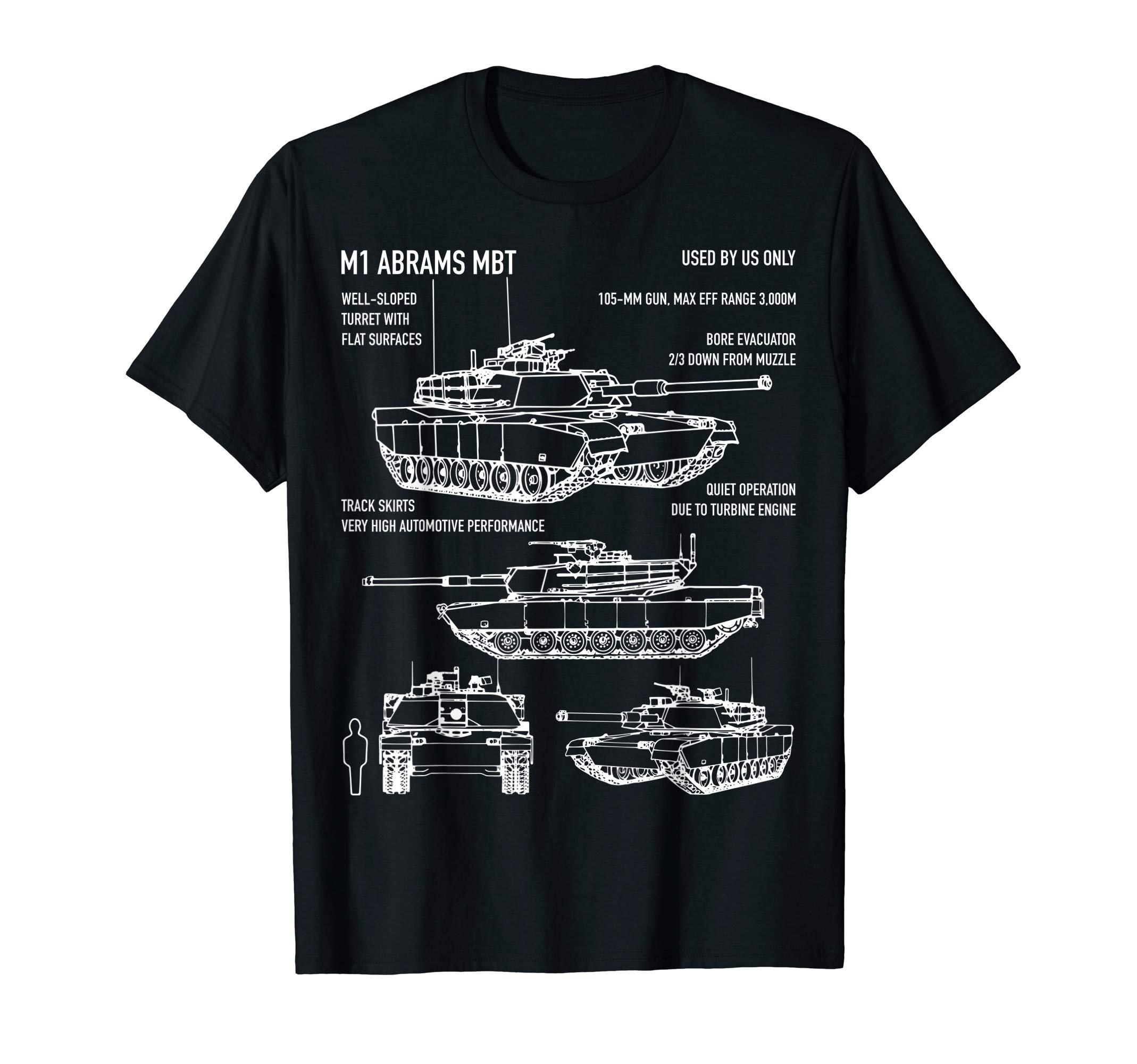 M1 Abrams Tank Recognition Blueprint Diagram T-ShirtOEKO-TEX STANDARD 100