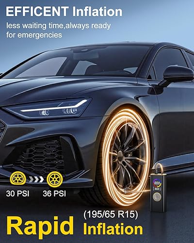 Miniatura 2 de Inflador de neumáticos, compresor de aire portátil, bomba de aire inalámbrica de 150 PSI para neumáticos de automóvil con apagado automático, luz
