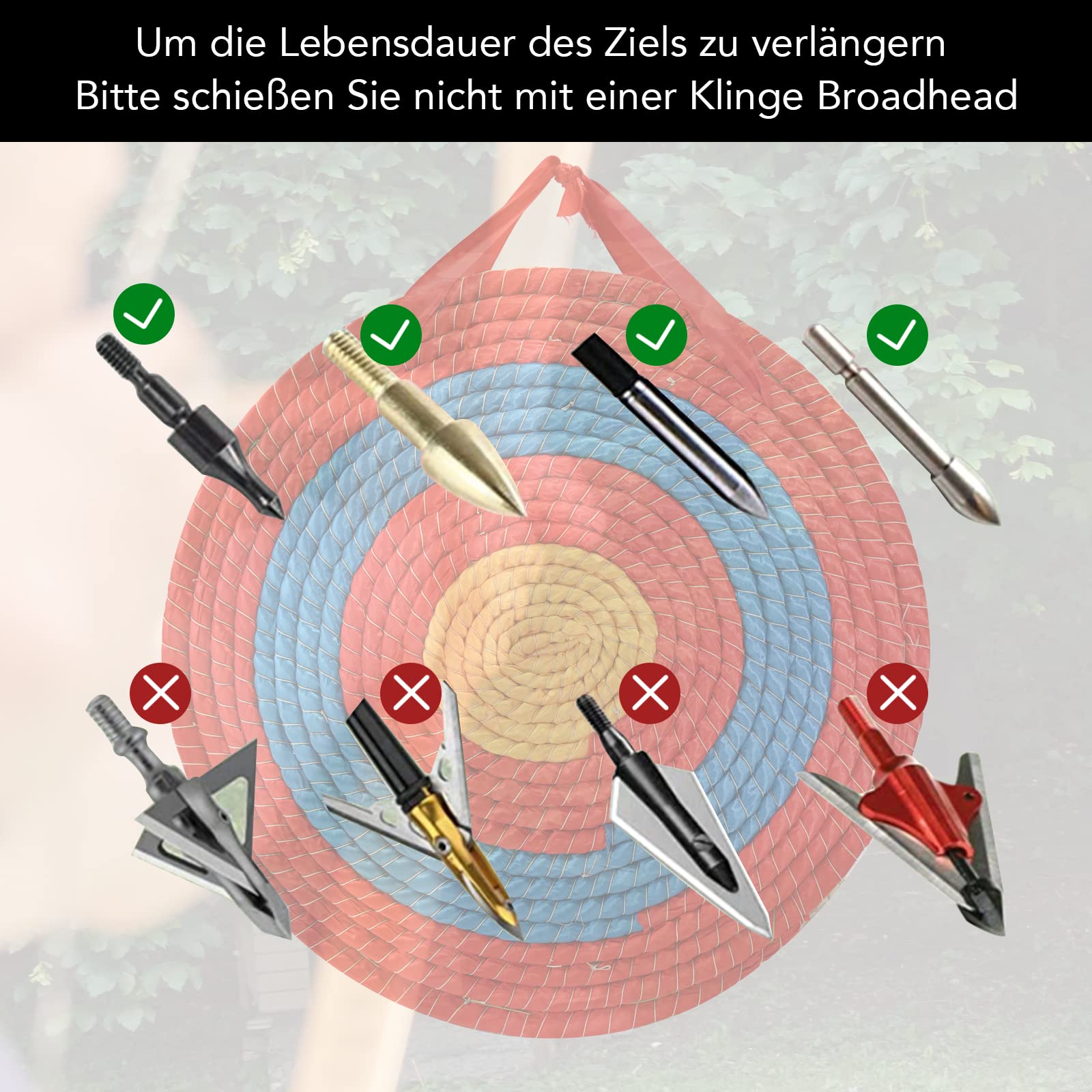 Cible de tir à l'arc et sports d'arme, cible de paille Archery Target pour adulte (diamètre 50 cm, épaisseur 3 couches, 6 cm)