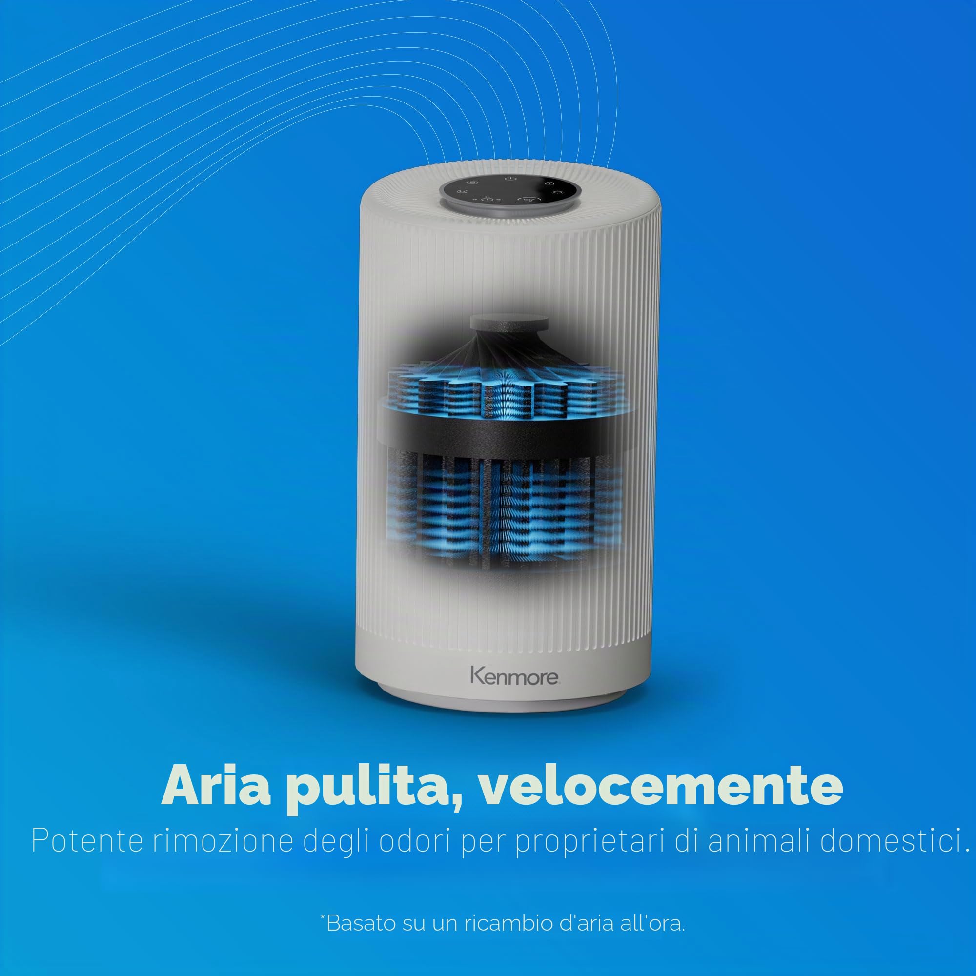 Kenmore Purificatore d'aria PM1005 con filtro HEPA H13, copre fino a 850 mq, sistema di filtrazione HEPA SilentClean a 3 stadi da 25 db, per ufficio e camera da letto