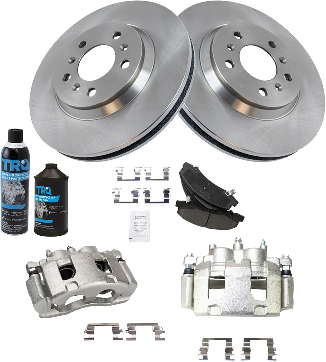 Front Brake Pad & Rotor Kit with Calipers for Buick Lucerne, Impala, Monte Carlo