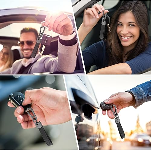 Miniatura 7 de cobee Llavero de piel sintética soporte de llavero de cuero para automóvil con hebilla D antipérdida llave de llavero de automóvil con 3 llaveros y