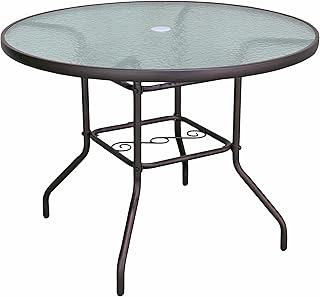 Garden Elements Outdoor Patio Furniture, Round Dining Table, Steel Base ...