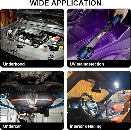 Miniatura 4 de NextLED NT-2220LF-UV LED Luz de trabajo bajo el capó, 2000 lúmenes, batería recargable de 8000 mAh, luz UV, barra de luz mecánica desmontable debajo